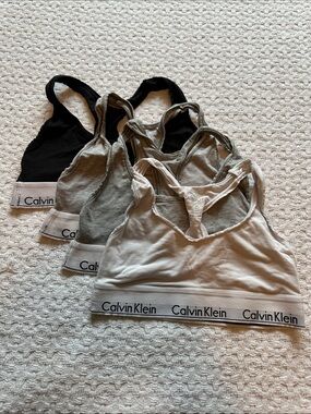 Calvin Klein 4-Pack Logo Bralette Set — Black,  Gray, Gray, Cream